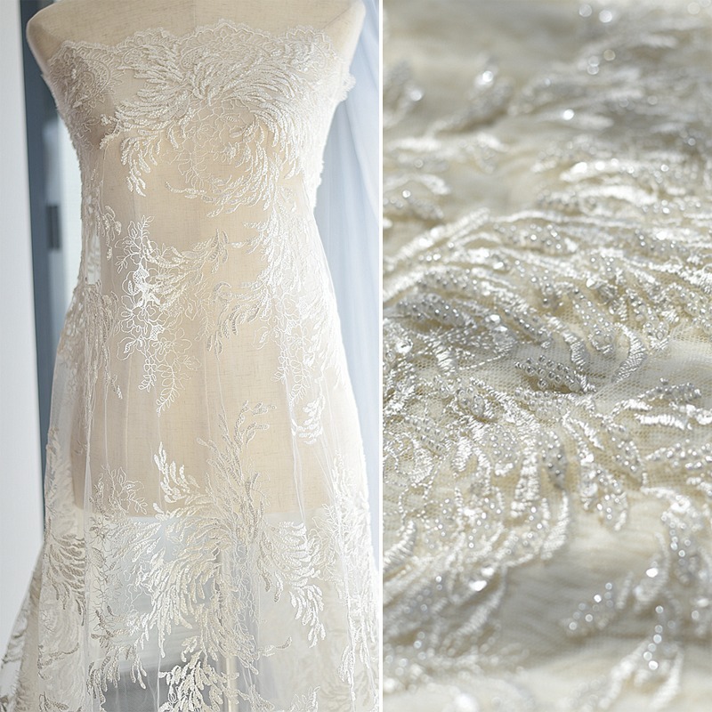 European Style Full Beaded Embroidered Lace Fabric
