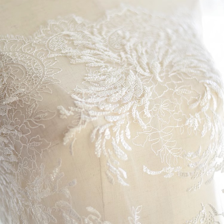 European Style Full Beaded Embroidered Lace Fabric