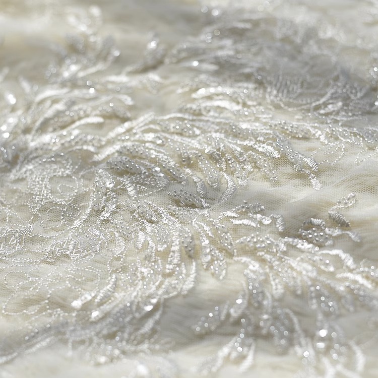 European Style Full Beaded Embroidered Lace Fabric