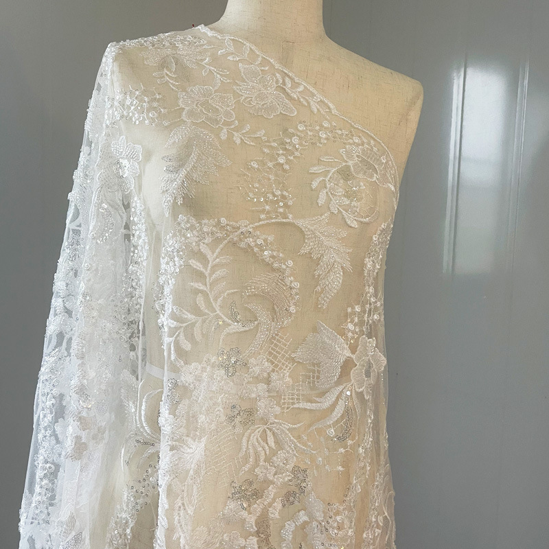Full-Width Embroidery Fabric Lace Mesh Fabric