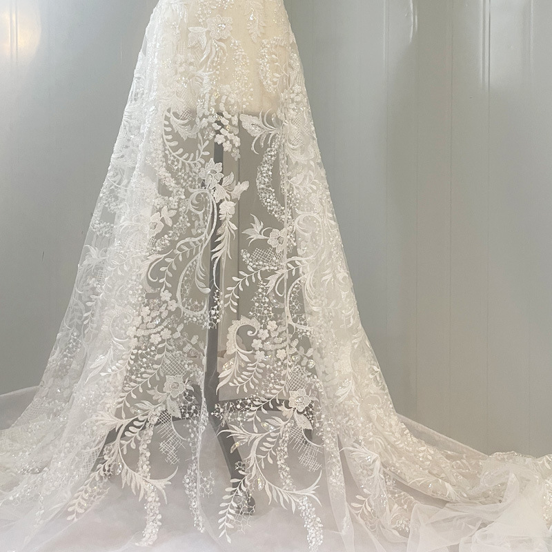 Full-Width Embroidery Fabric Lace Mesh Fabric