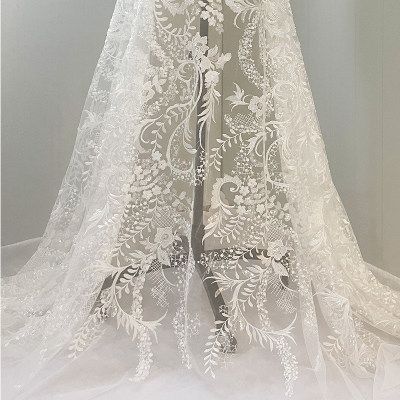 Full-Width Embroidery Fabric Lace Mesh Fabric