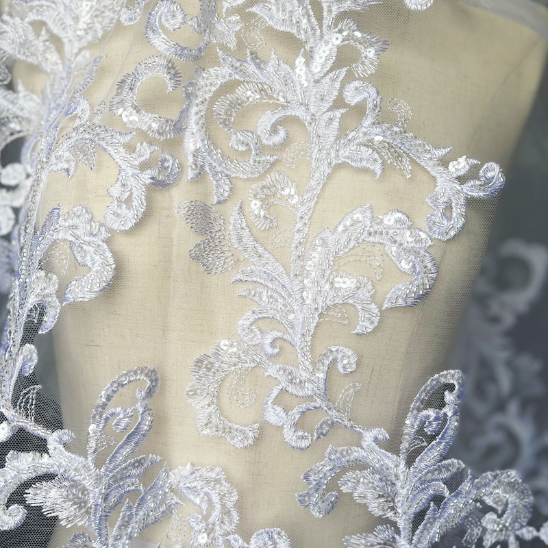 Wedding Dress Embroidered Beaded Fabric
