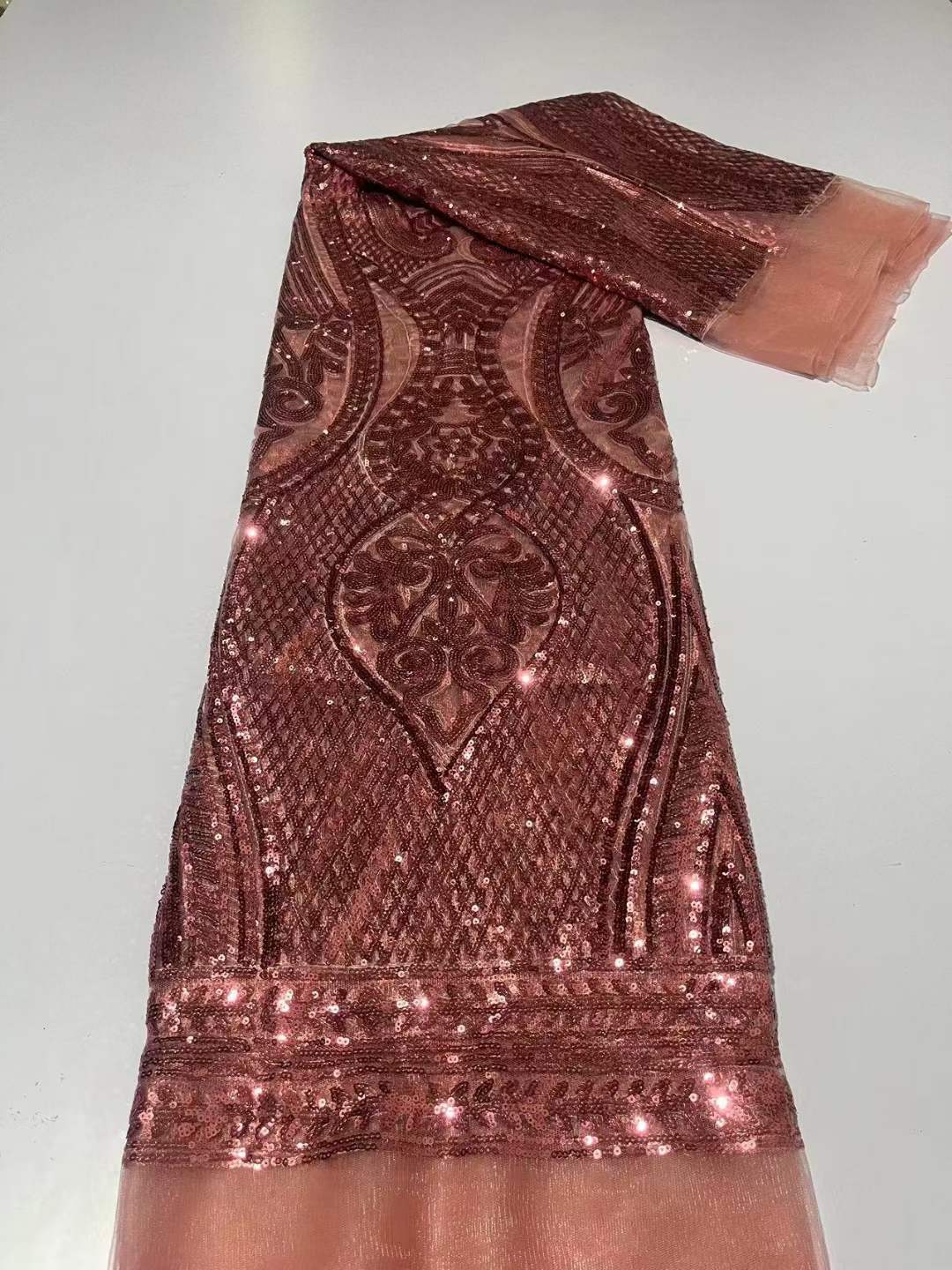 Sequined Embroidered Lace Fabric