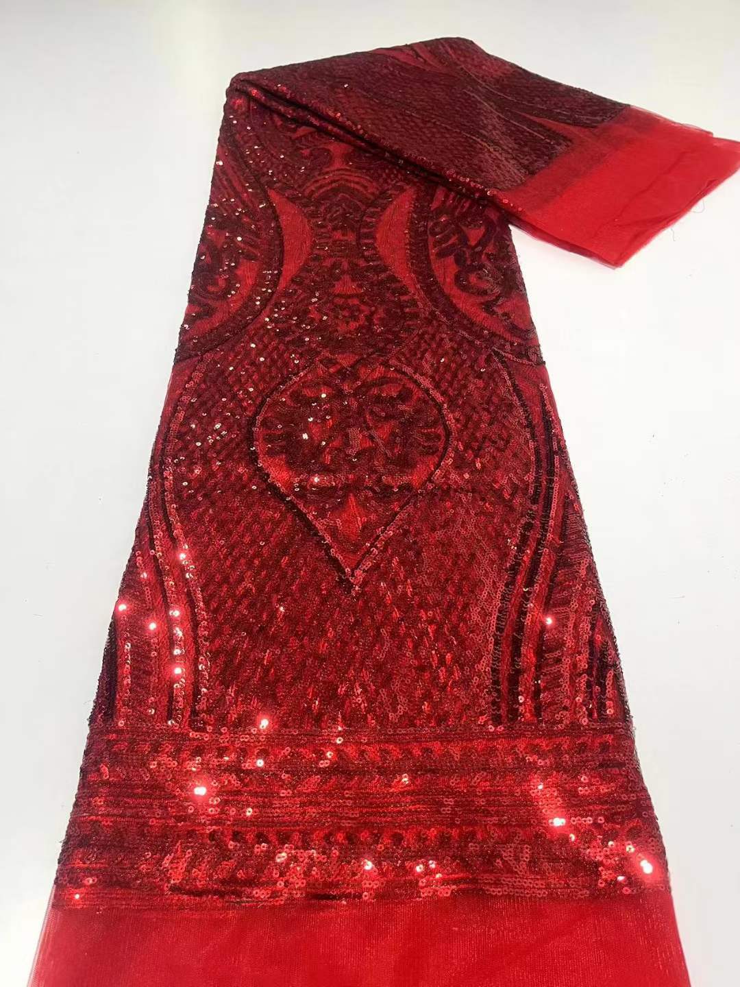 Sequined Embroidered Lace Fabric