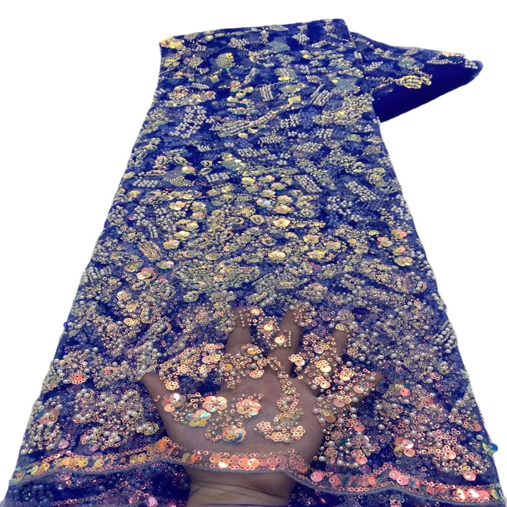 Heavy Beaded And Diamond Sequined Mesh Embroidery
