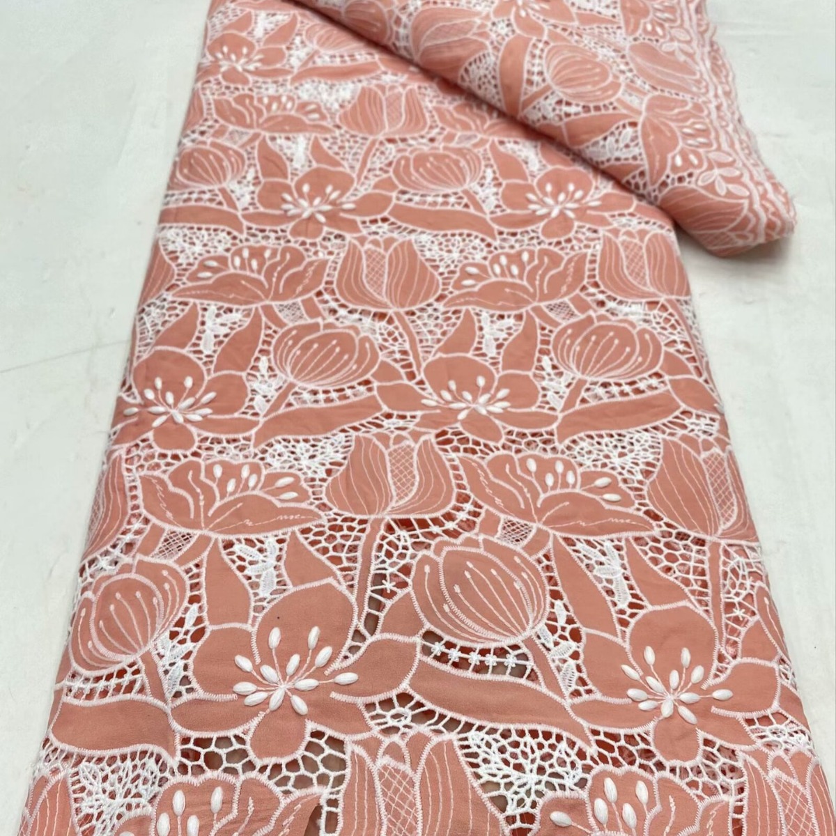Chiffon Laser Flower Full-Frame 3D Stamen Embroidery