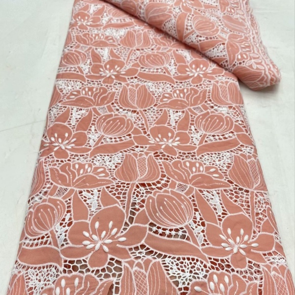 Chiffon Laser Flower Full-Frame 3D Stamen Embroidery