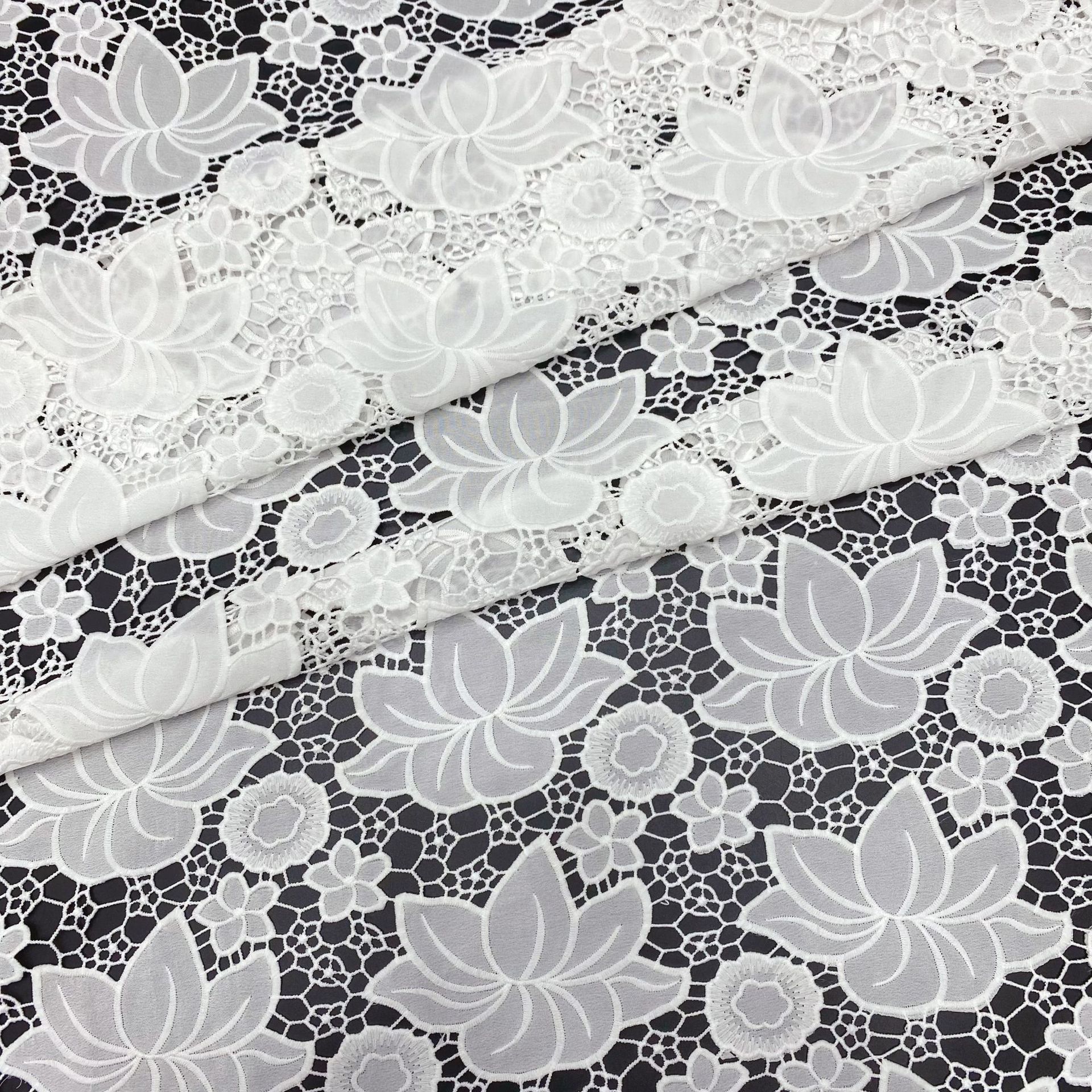 Lace Laser Embroidered Chiffon Fabric