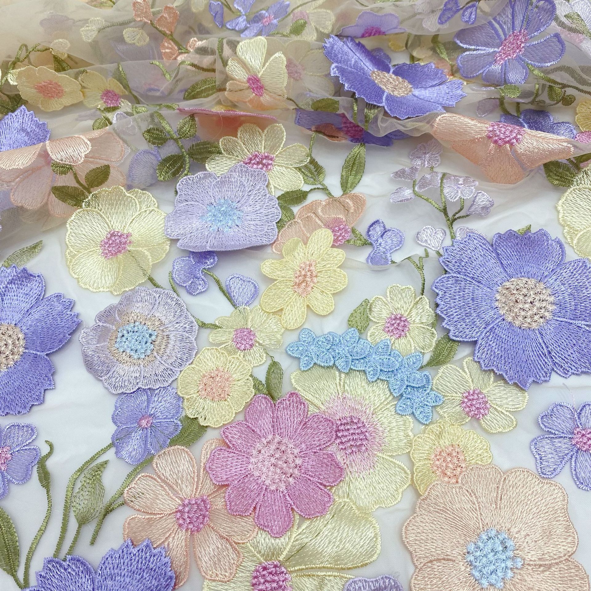 Multicolor 3D Chrysanthemum Embroidery Clothing Accessories