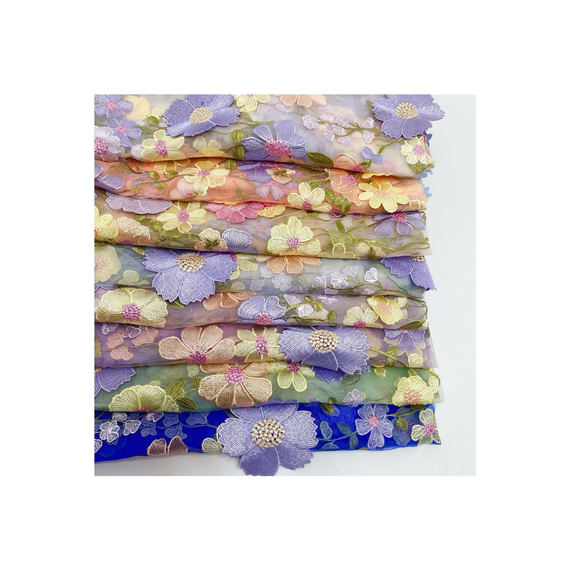 Multicolor 3D Chrysanthemum Embroidery Clothing Accessories