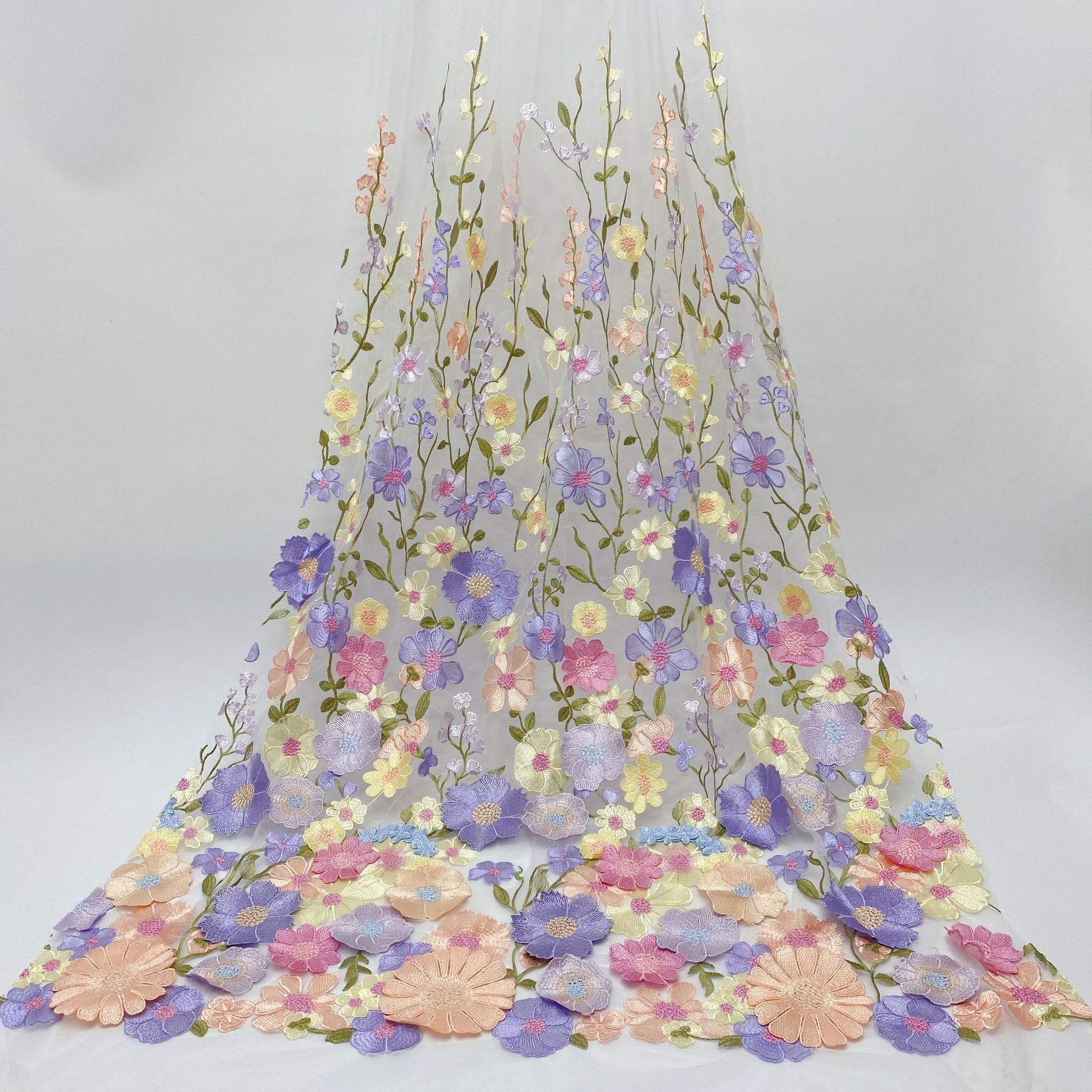 Multicolor 3D Chrysanthemum Embroidery Clothing Accessories