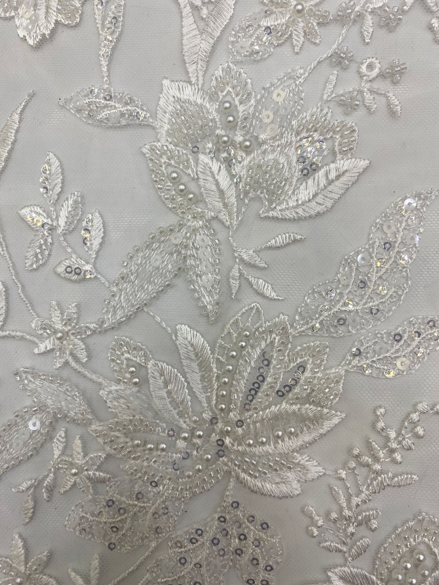 Hand-Beaded Wedding Dress Fabric