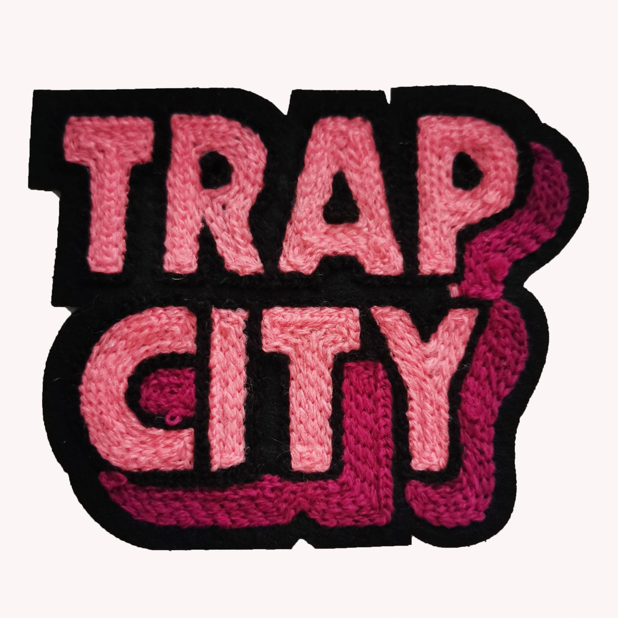 TRAP CITY Letters Pink Color Pattern For Pants Hats Skirts Hand-Embroidered Patches