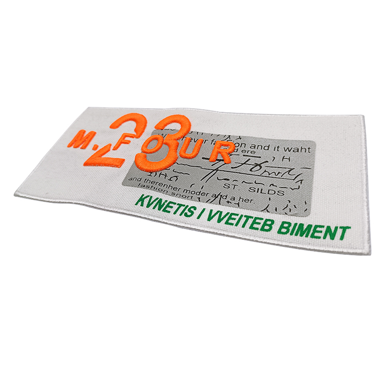 Custom Luxury End Fold Cloth Cotton Label Private Brand Logo Tag High Density Damask Neck Sewing Fabric Woven Label for Clothing