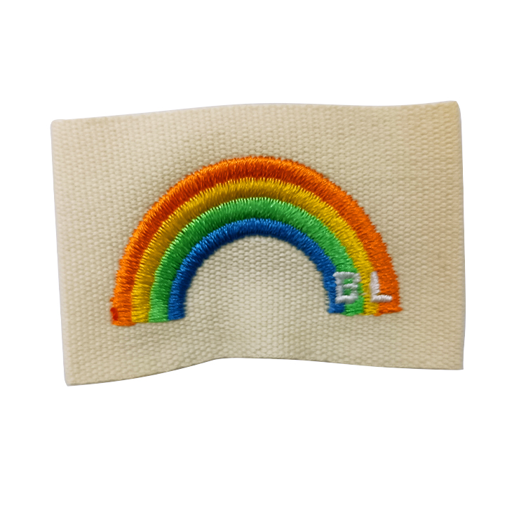 Brand Latest Recycled Rainbow Patch Woven LOGO Colorful Label