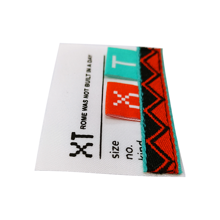 High Density Custom Brand Name Logo and Size End Folded Garment Textile Neck Woven Tags Labels for Clothing