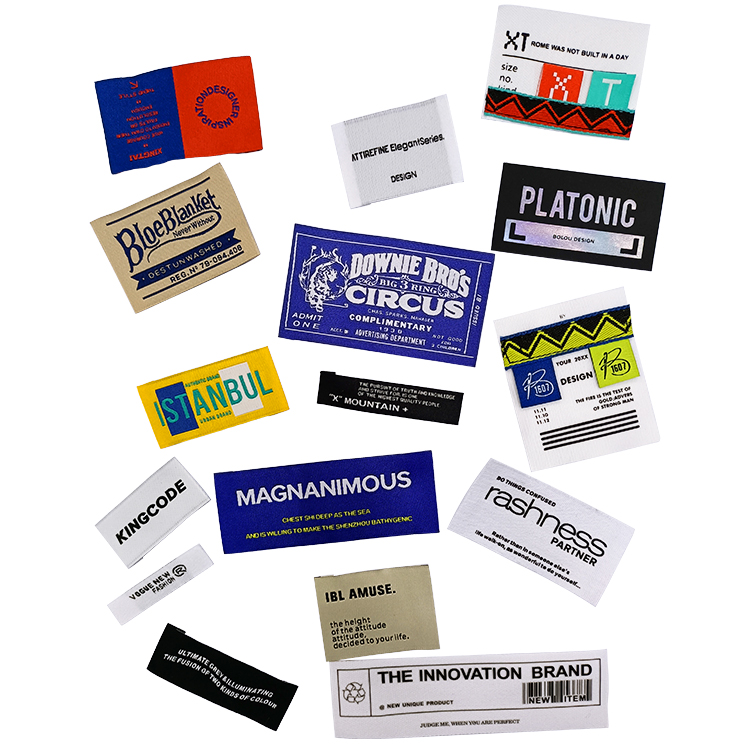 High Density Custom Brand Name Logo and Size End Folded Garment Textile Neck Woven Tags Labels for Clothing