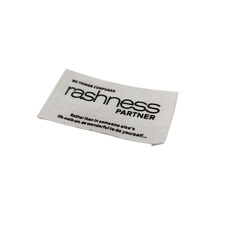 White Cotton Label Embossed Black Logo Cotton Patch Tags For Jeans Clothes
