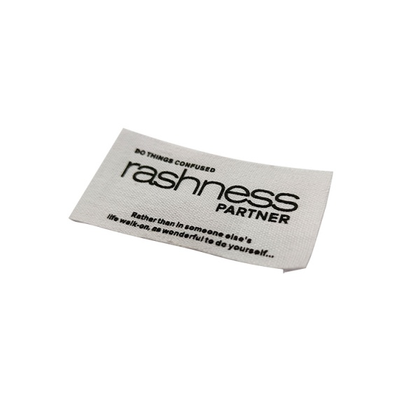White Cotton Label Embossed Black Logo Cotton Patch Tags For Jeans Clothes