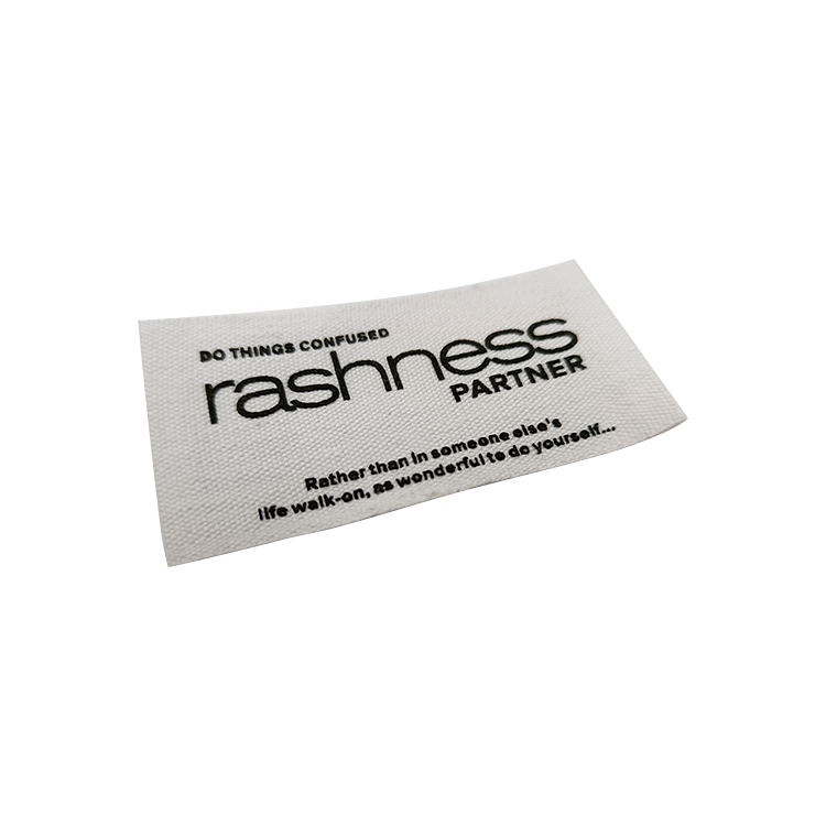 White Cotton Label Embossed Black Logo Cotton Patch Tags For Jeans Clothes