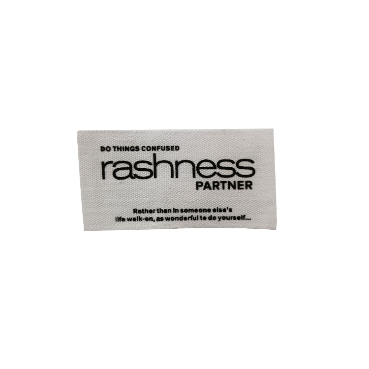 White Cotton Label Embossed Black Logo Cotton Patch Tags For Jeans Clothes