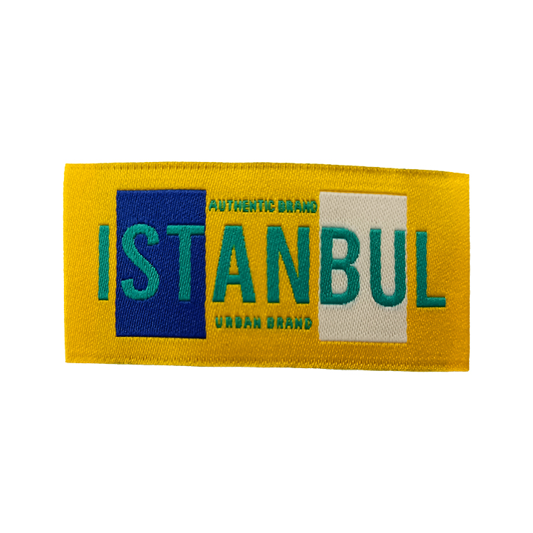 Design new color yellow logo clothing woven label neckline/T-shirt