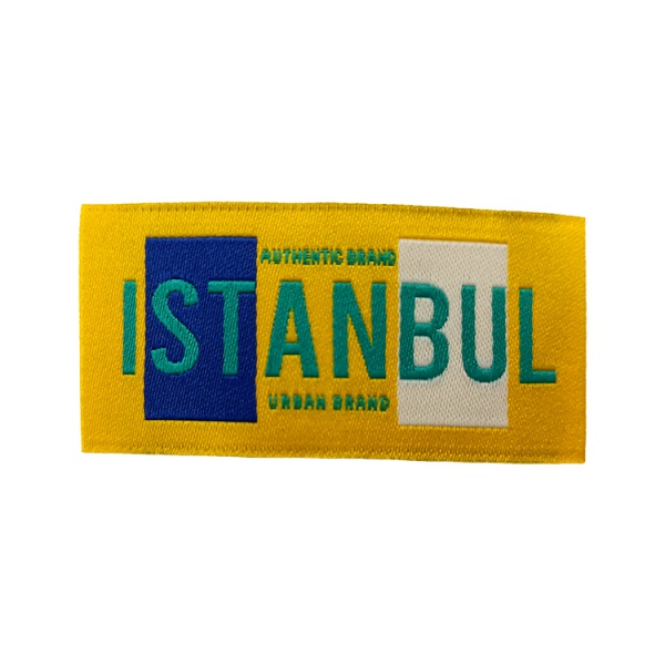 Design new color yellow logo clothing woven label neckline/T-shirt