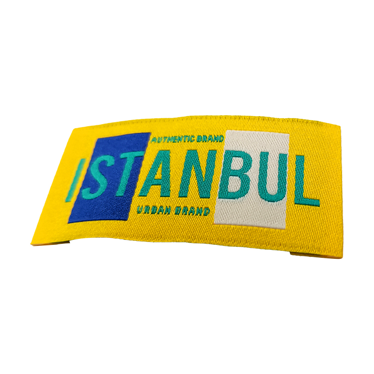 Design new color yellow logo clothing woven label neckline/T-shirt