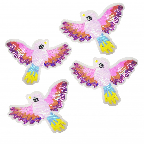 Rainbow Bird Colorful Animal Pattern Beaded Sequin Patches