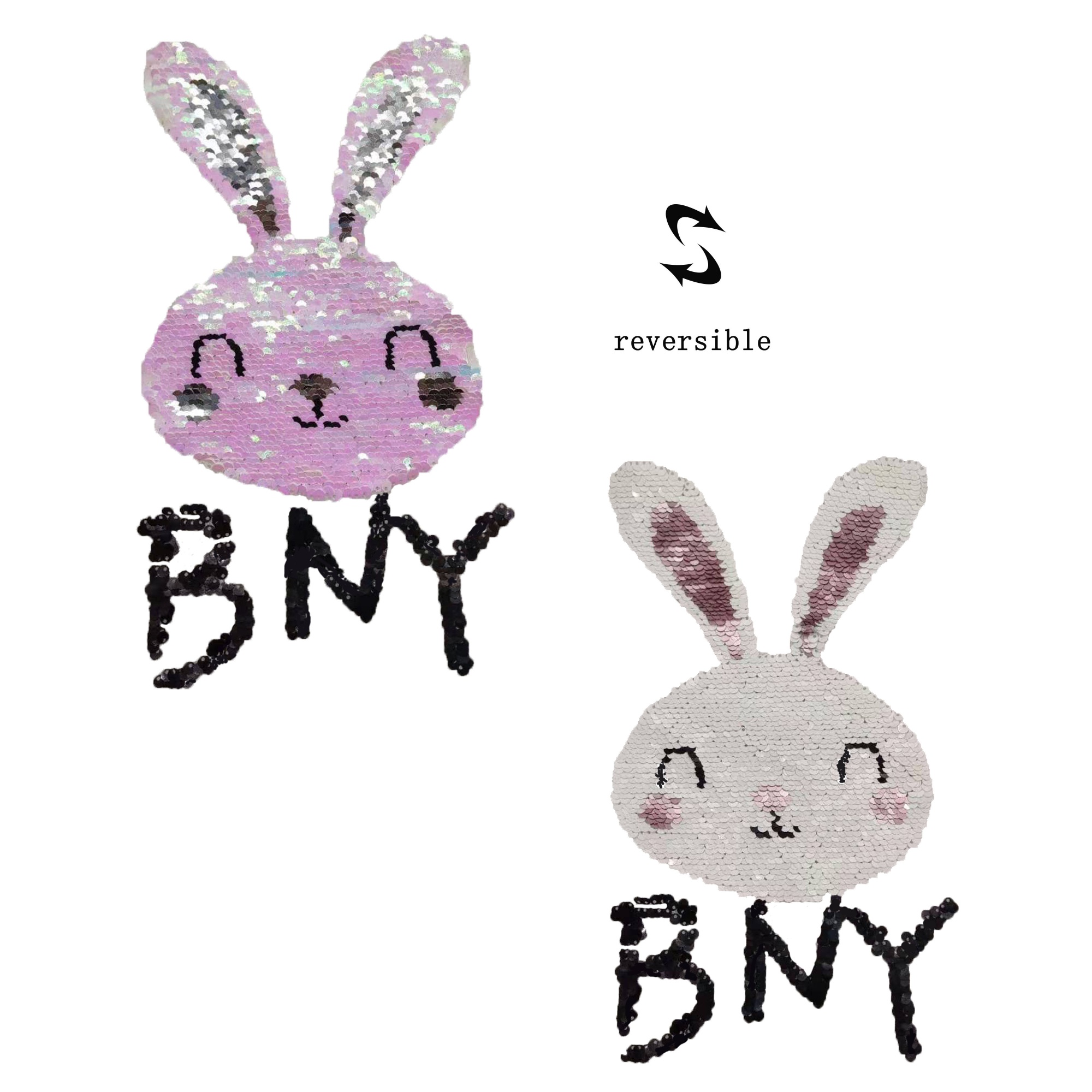 Cute Rabbit Colorful Sequin Embroidery Patch for DIY Custom Clothing