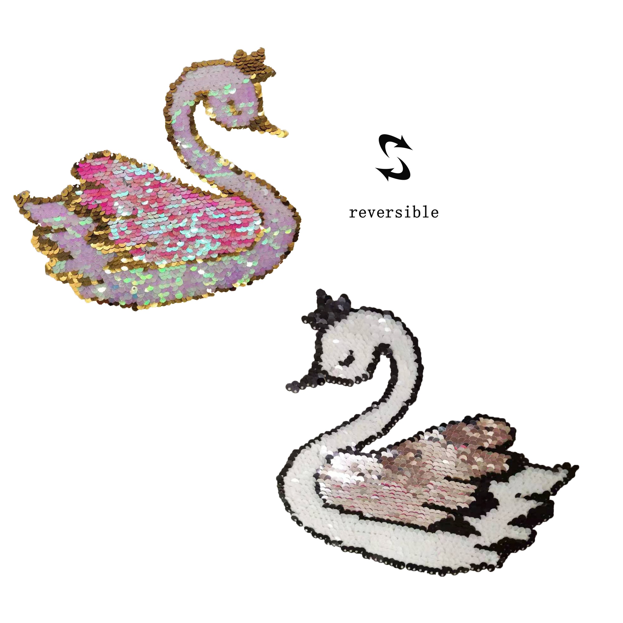 Swan Animal Pattern Romantic Beaded Embroidery Sequin Patch