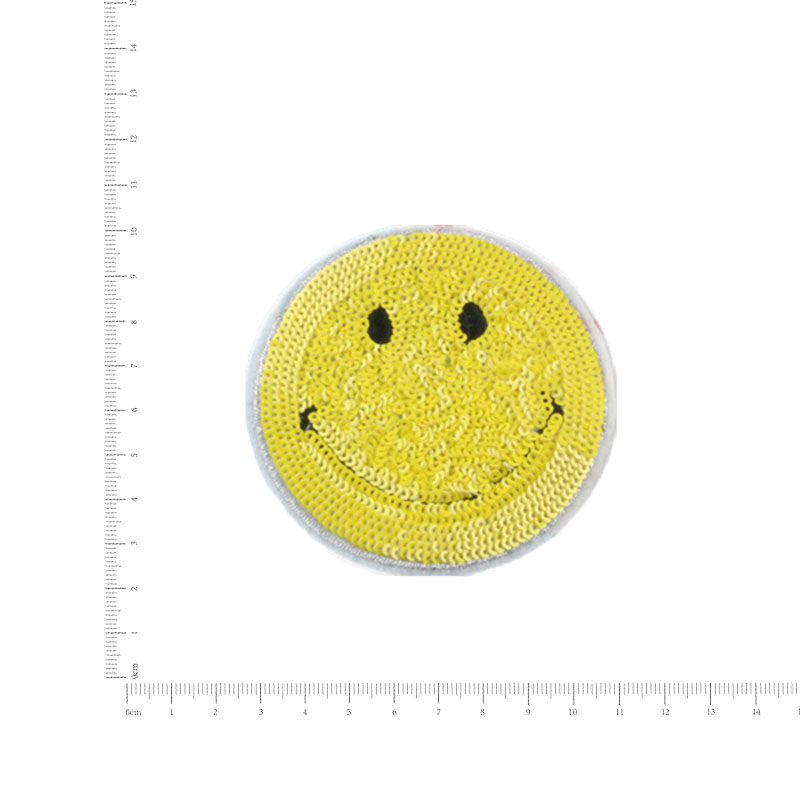 Colorful Smiley Face Round Sequin Patches Bead Patches DIY Clothing Accessories