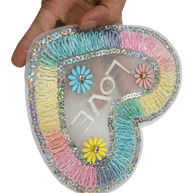 Colorful Love Sequin Patches Beads Patches DIY Clothing Accessories