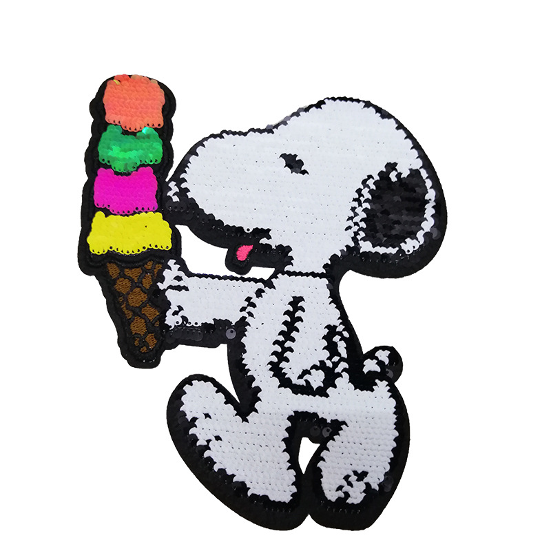 Cute Animal Logo Sequin Embroidery Iron-On Patches for DIY Accessories