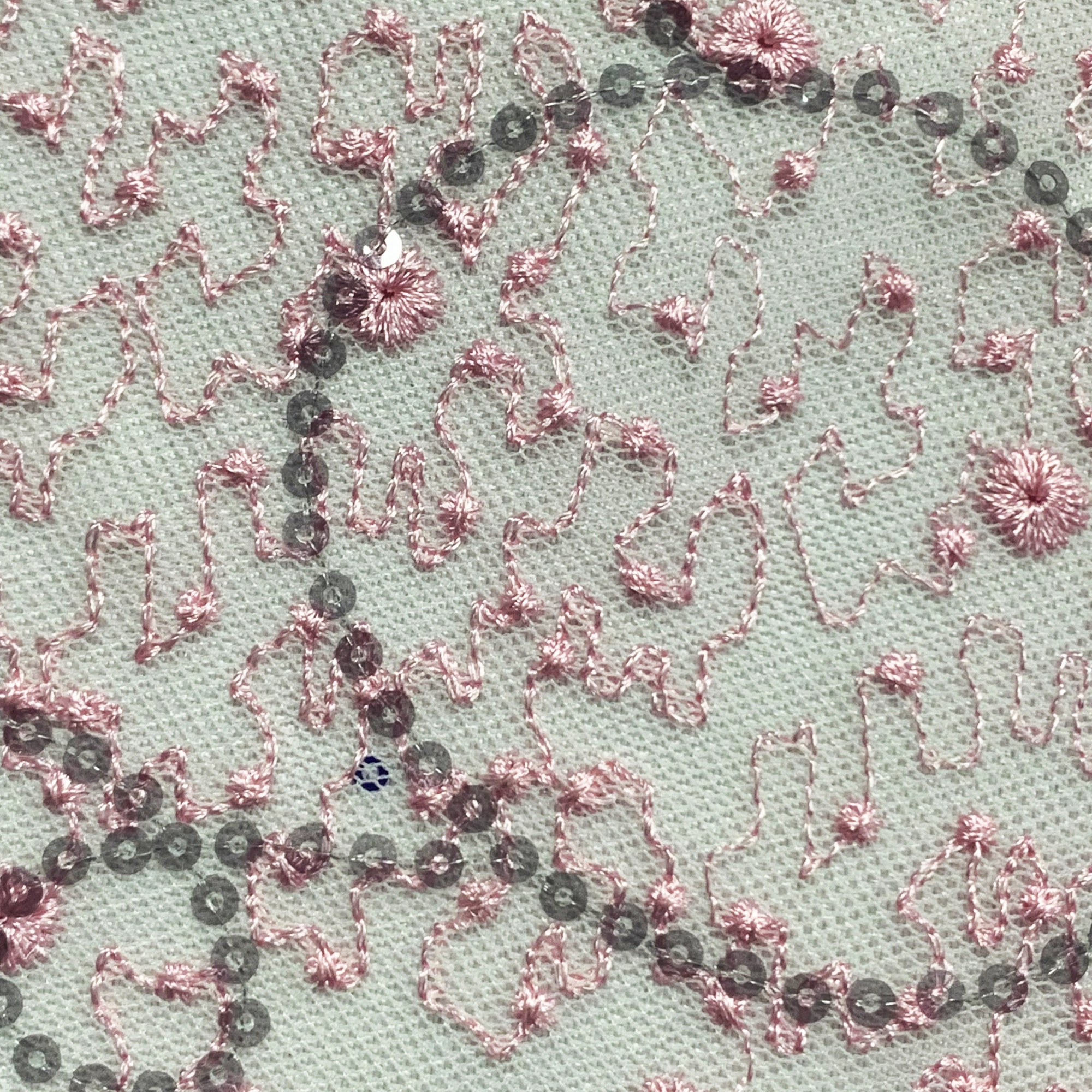 Pink lace sequined embroidered fabric for clothing, home textiles, wedding dresses, stage costumes, and headwear.