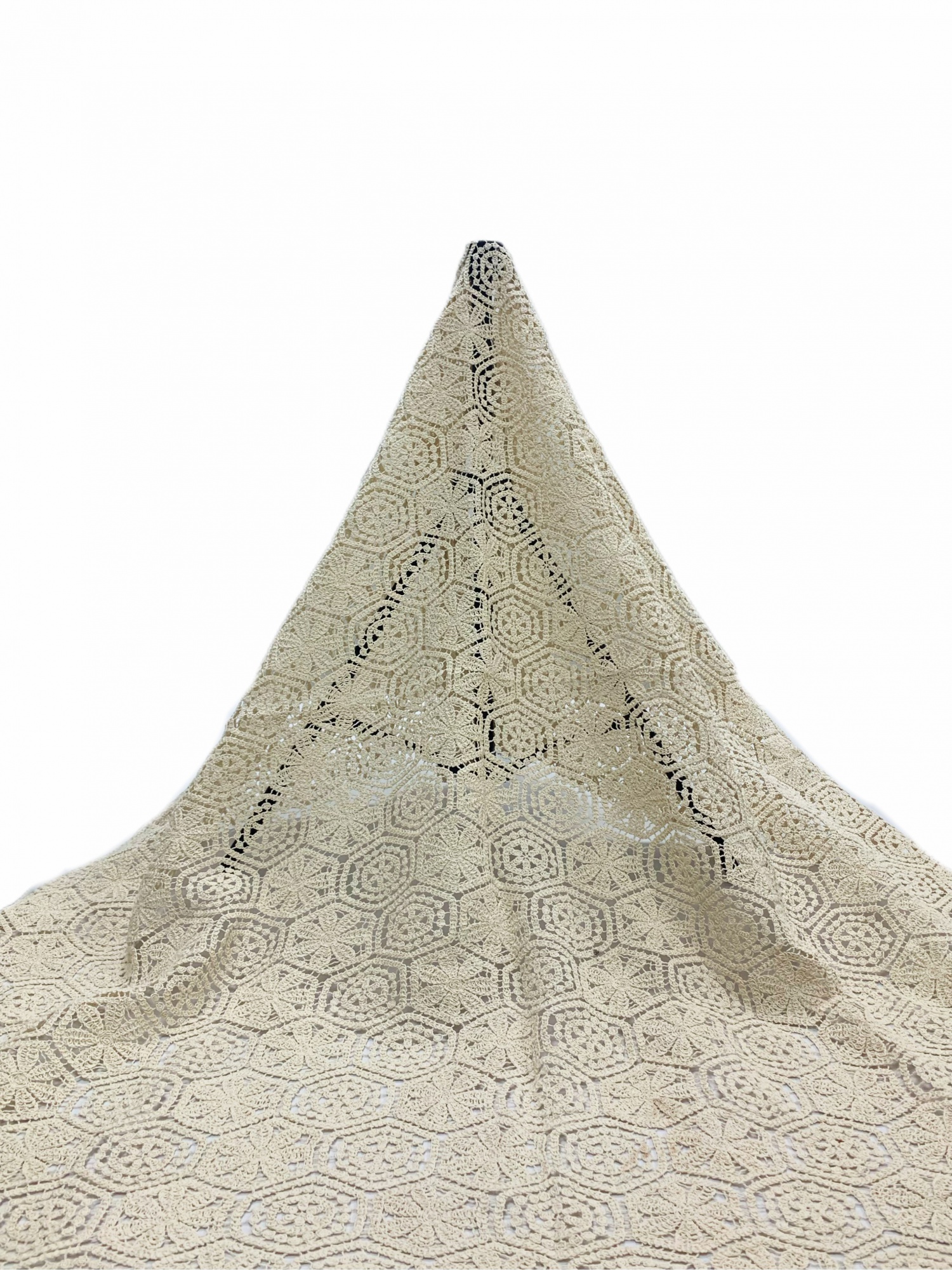 Off-white floral rope embroidery fabric