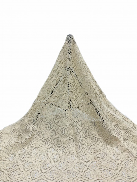Off-white floral rope embroidery fabric