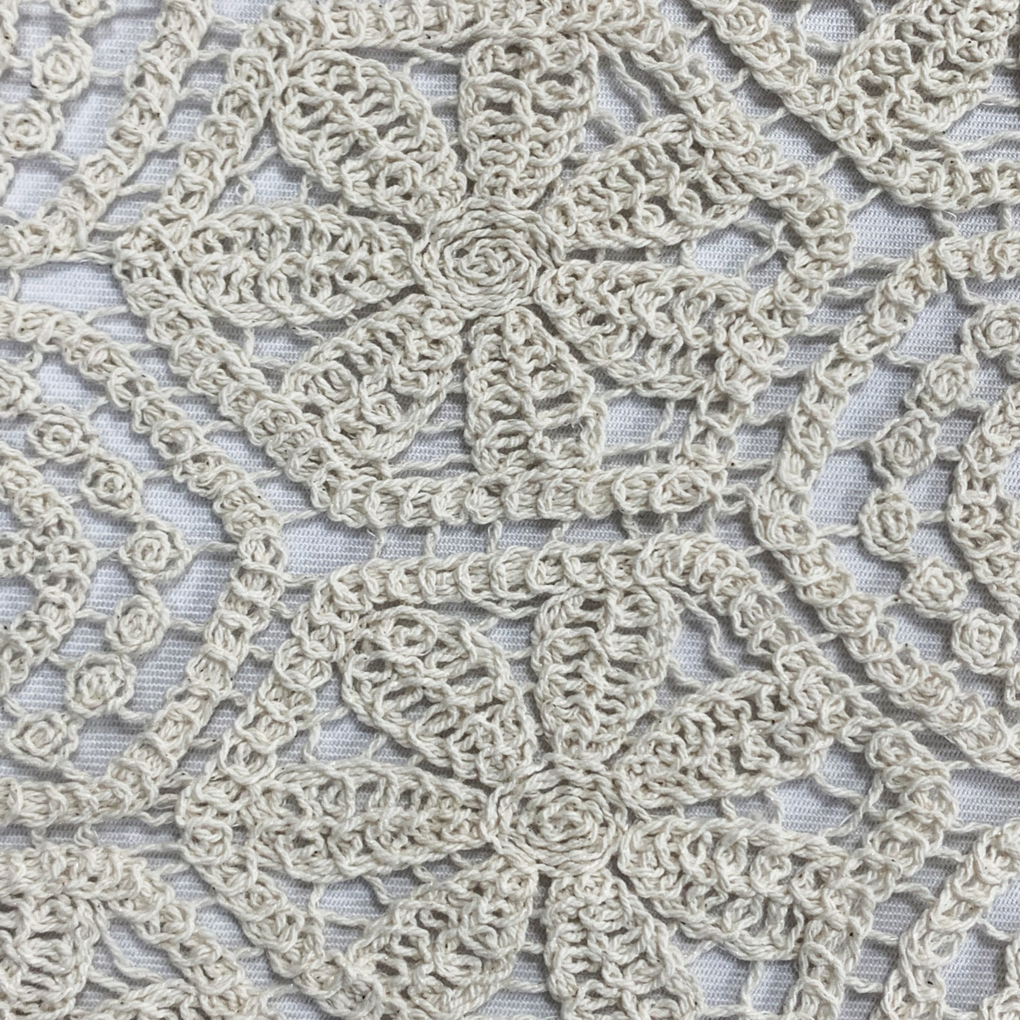 Off-white floral rope embroidery fabric