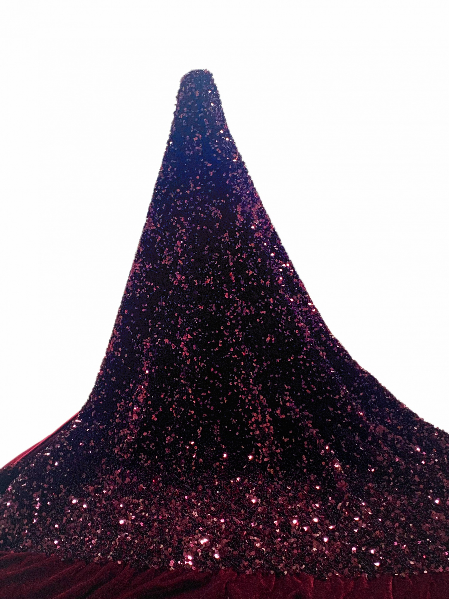 Red velvet sequined embroidered fabric