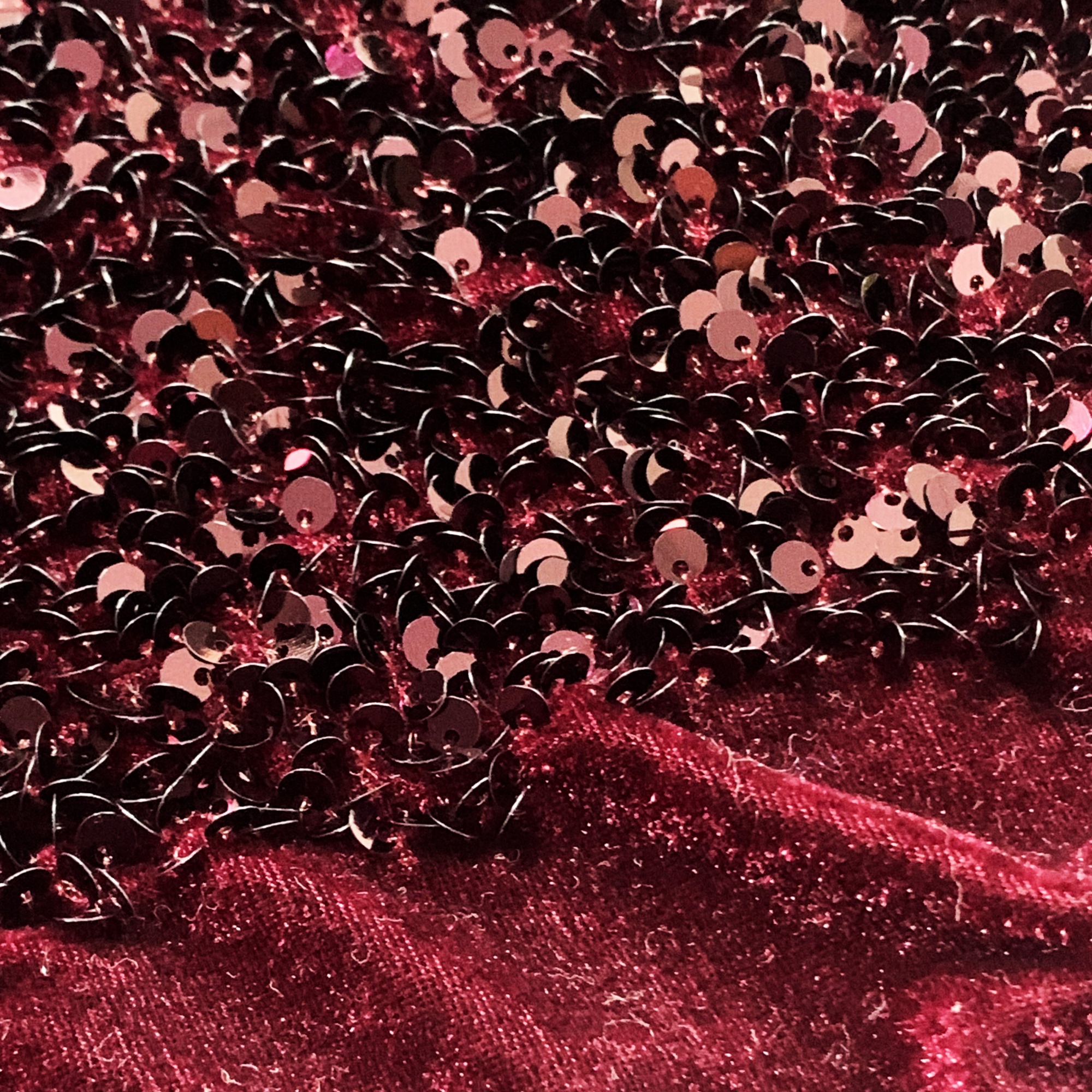 Red velvet sequined embroidered fabric