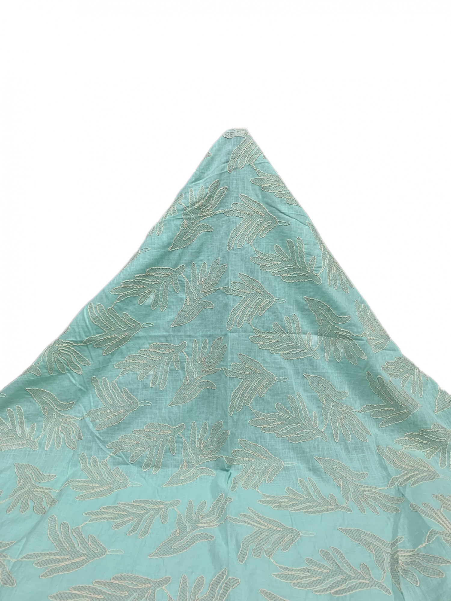 Light blue cotton fabric with embroidered ribbon