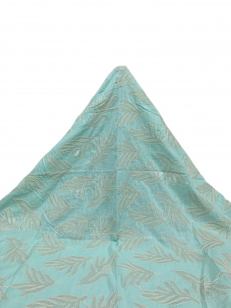 Light blue cotton fabric with embroidered ribbon