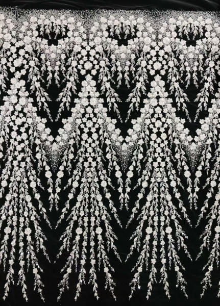 3D floral lace fabric with embroidery -- suitable for sweet lace dresses, wedding dresses, and evening gowns.