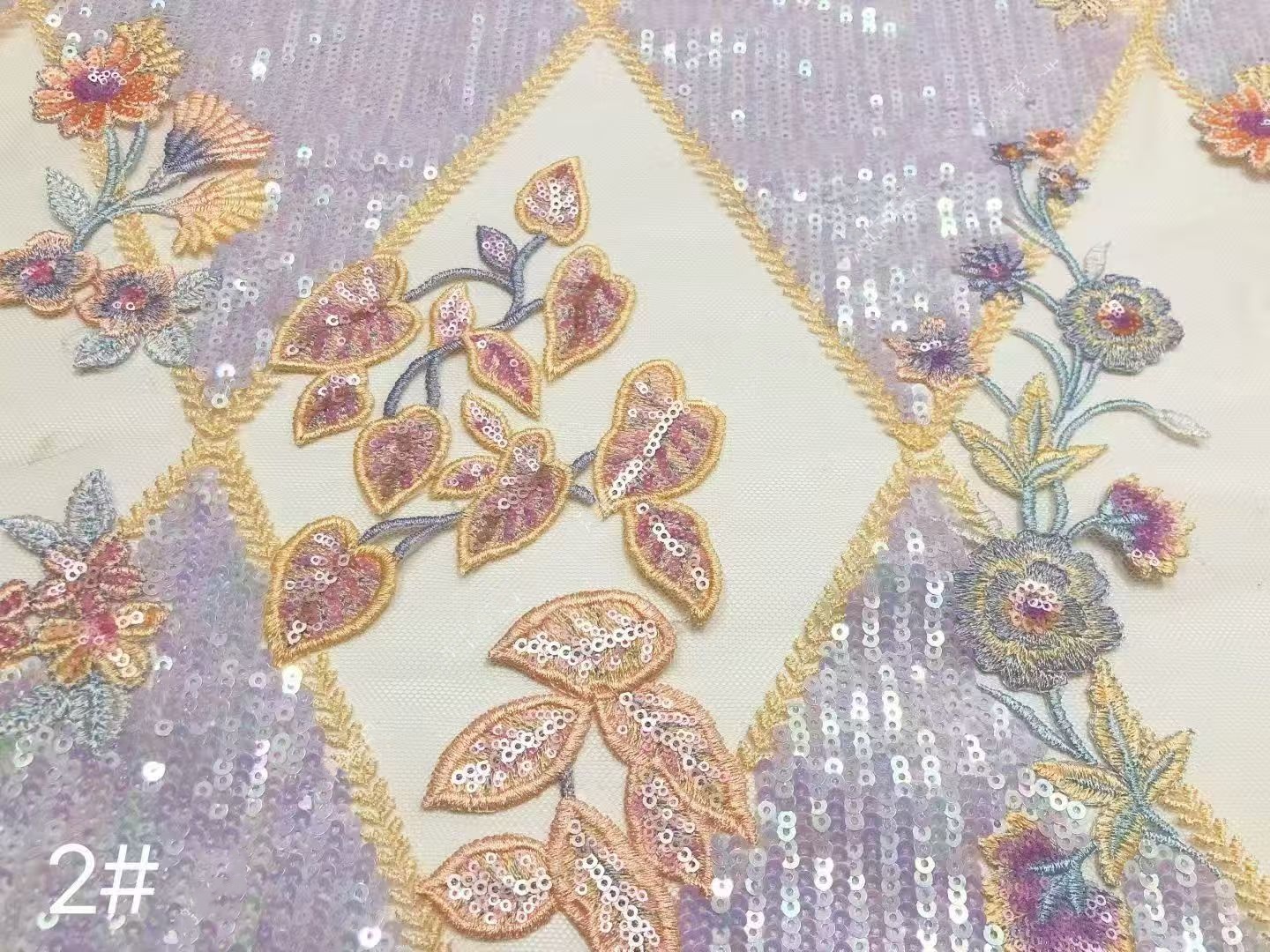 3D floral lace sequined fabric embroidery fabric -- suitable for sweet lace dresses, wedding dresses, and evening gowns.