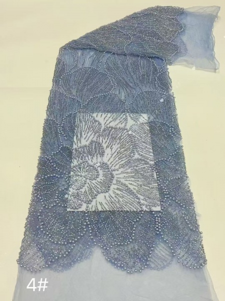 3D floral lace beaded fabric embroidery fabric -- suitable for sweet lace dresses, wedding dresses, and evening gowns.