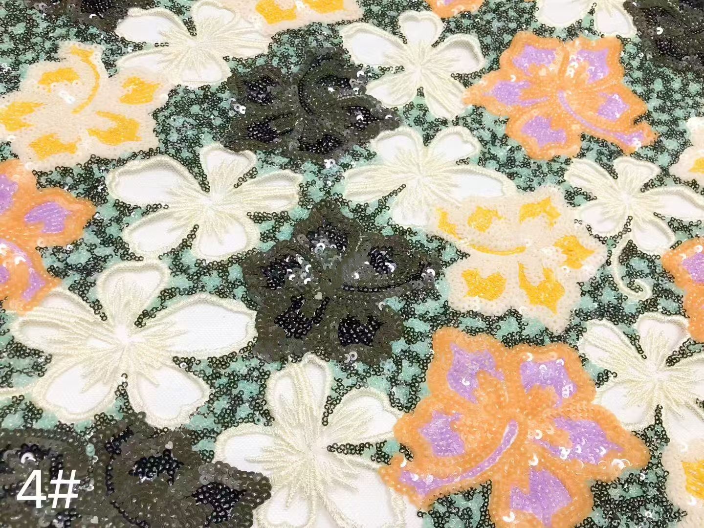 floral lace fabric with embroidery -- suitable for sweet lace dresses, wedding dresses, and evening gowns.