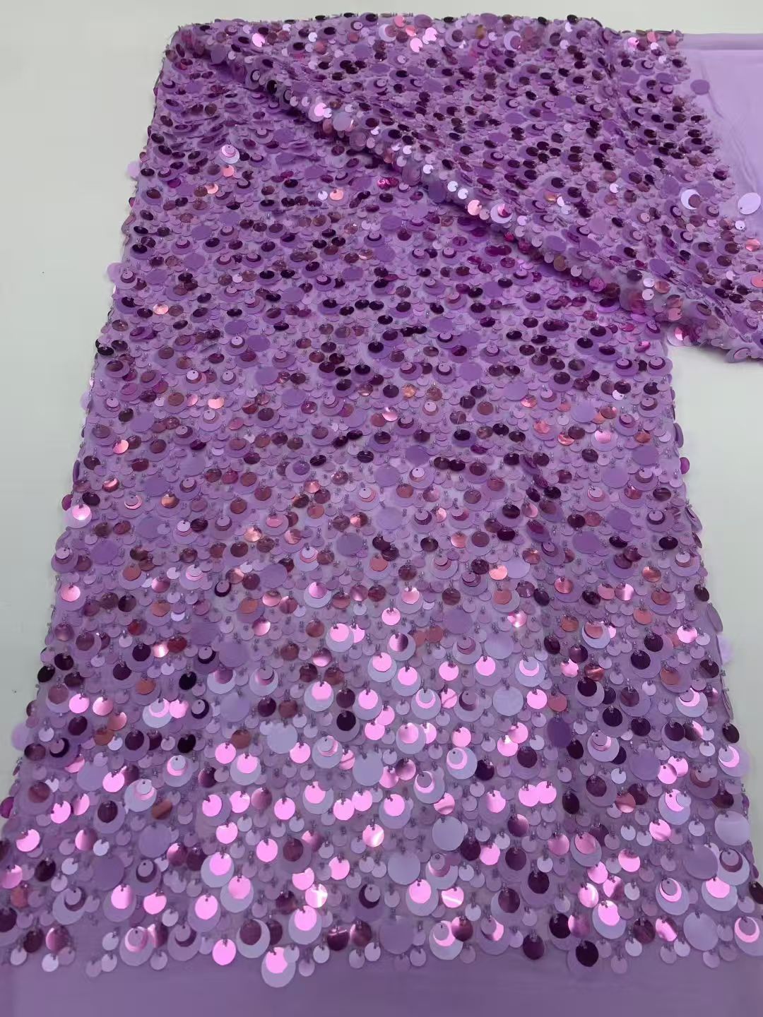 Mesh sequined embroidered fabric -- used for sweet lace dresses, wedding dresses, evening gowns, stage costumes,