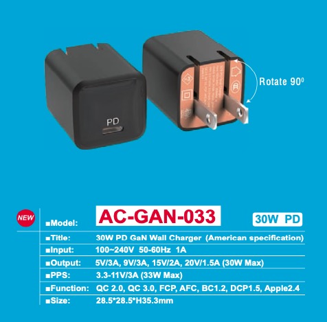 超小30W PD氮化镓充電器