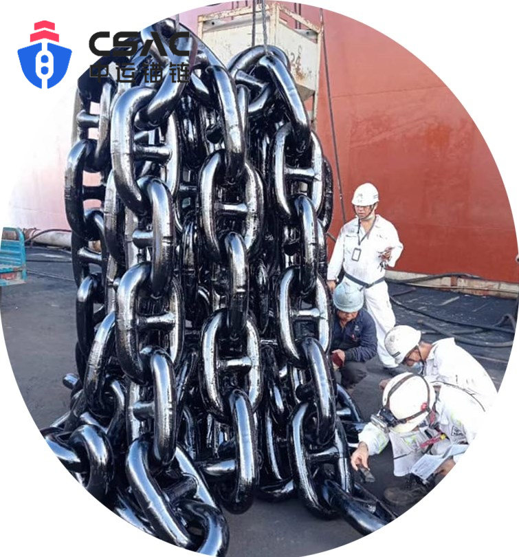 Black Painted Anchor Chain With KR LR RMRS BV RINA